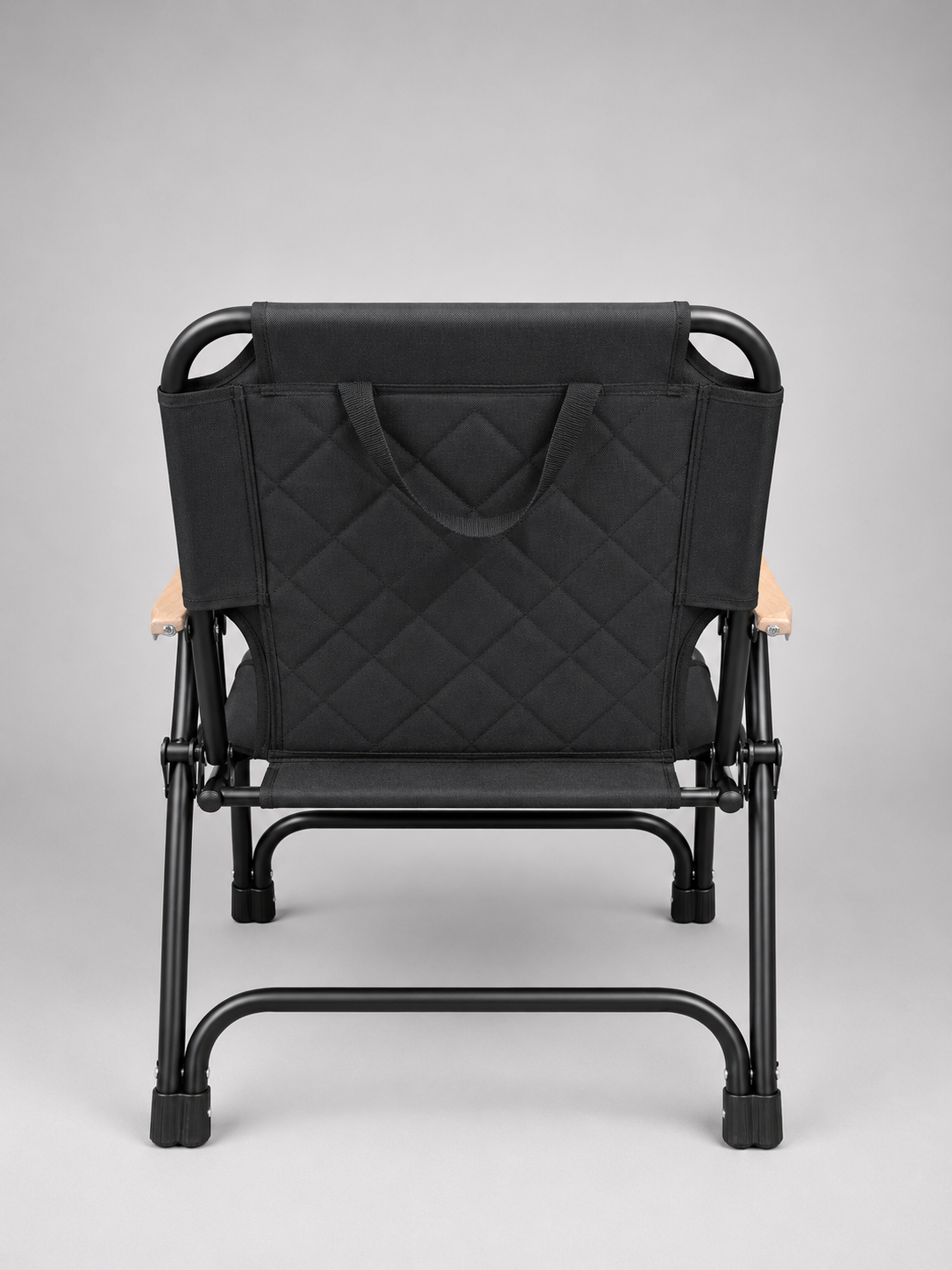 Chaise de Camping Premium Matelassée avec Accoudoirs en Bois