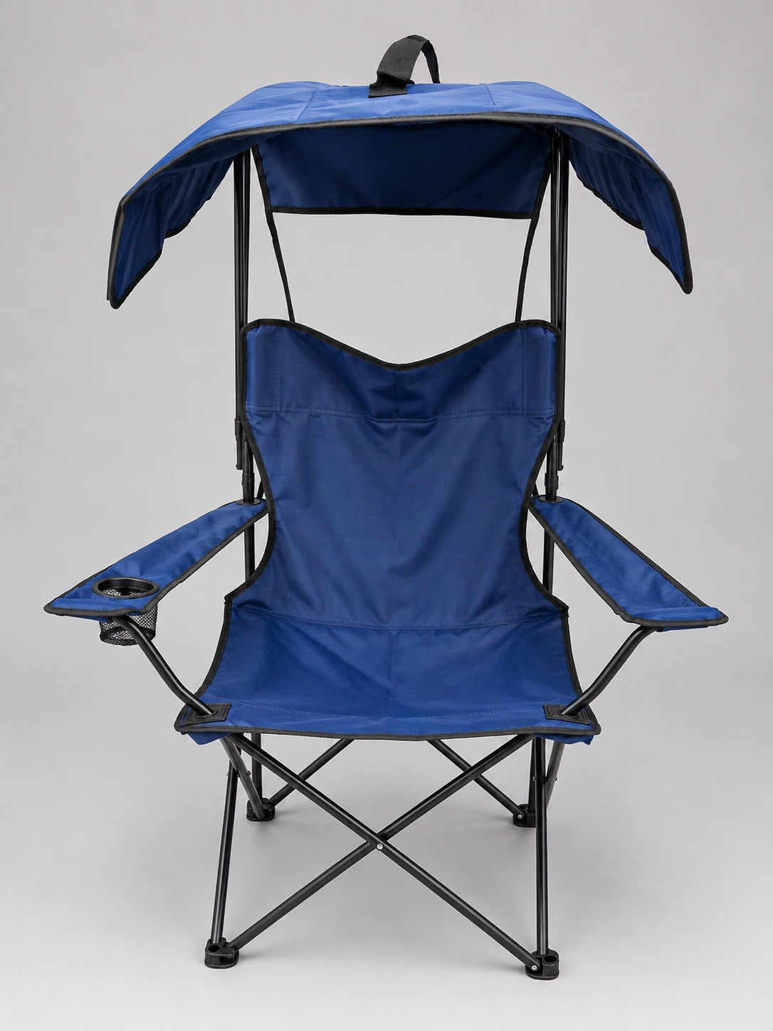 Chaise de Camping Pliante avec Pare-Soleil et Porte-Gobelet