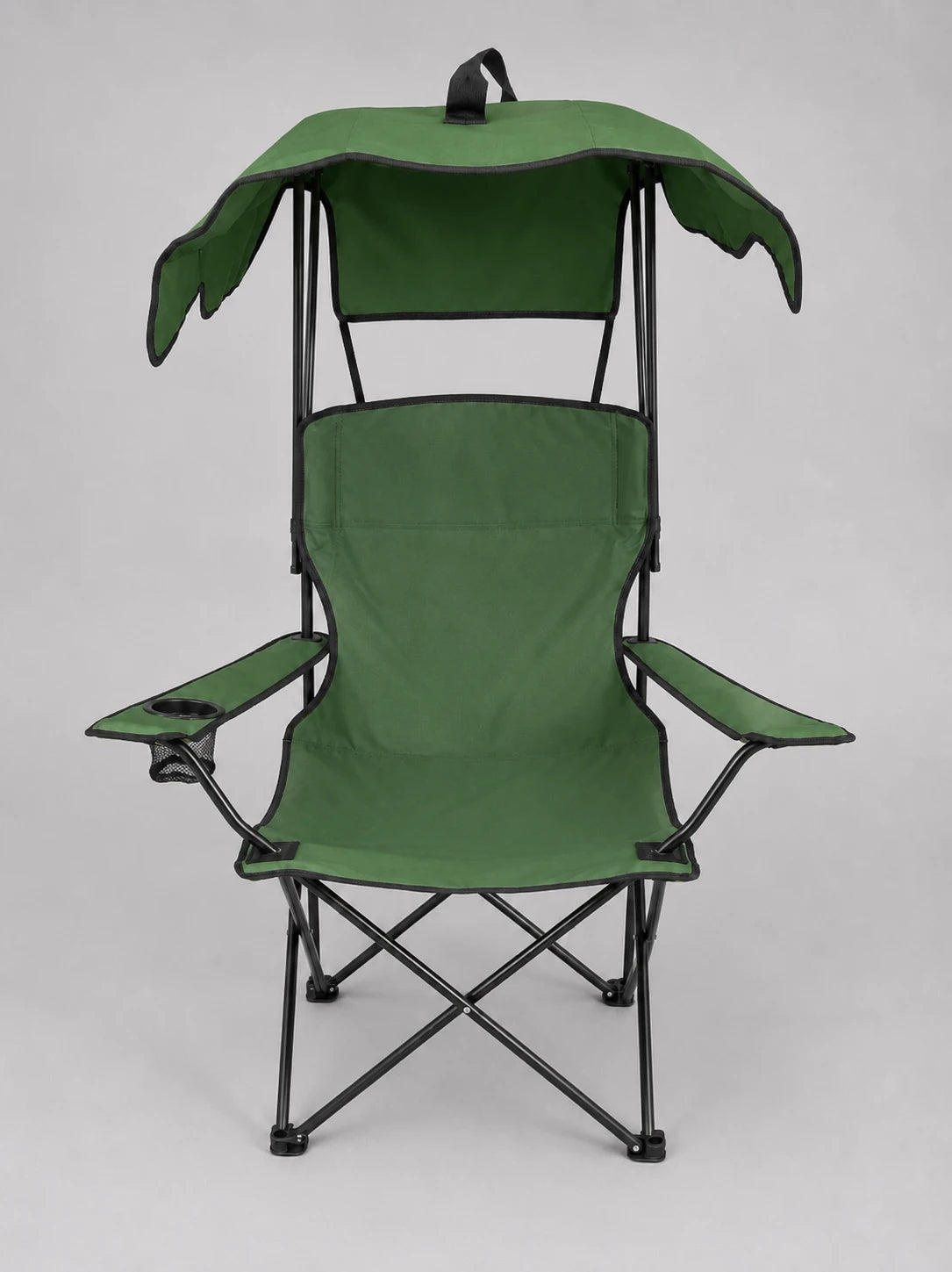 Chaise de Camping Pliante avec Pare-Soleil et Porte-Gobelet