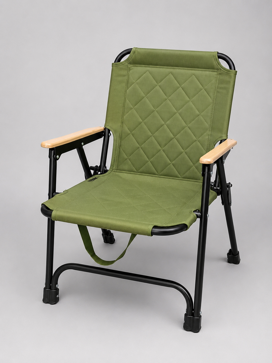 Chaise de Camping Premium Matelassée avec Accoudoirs en Bois