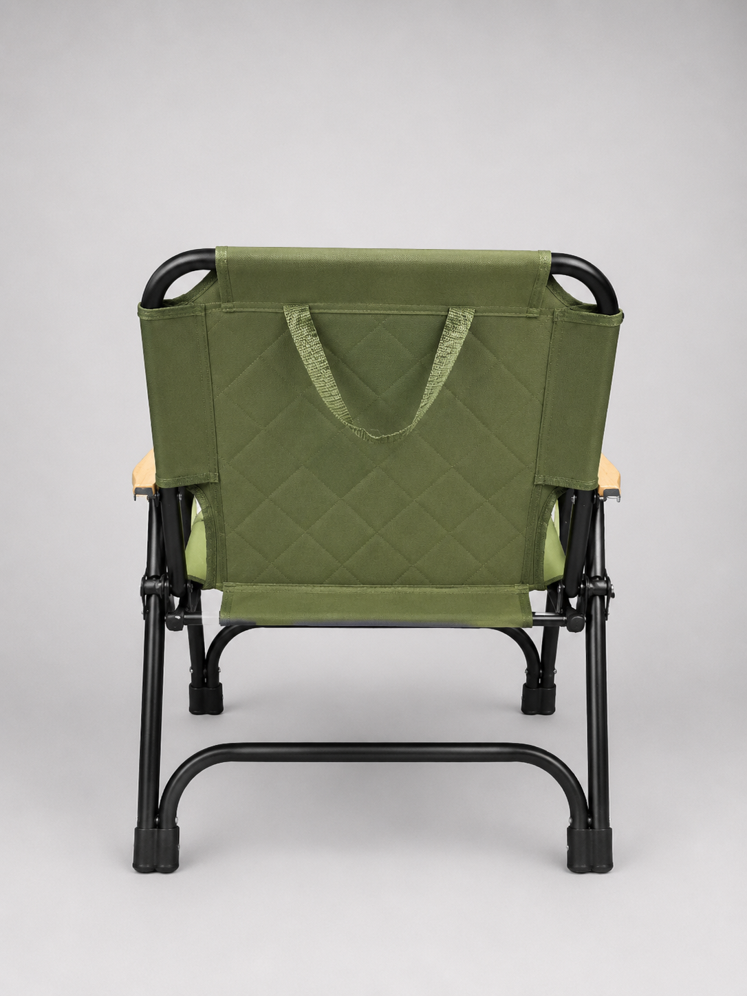 Chaise de Camping Premium Matelassée avec Accoudoirs en Bois