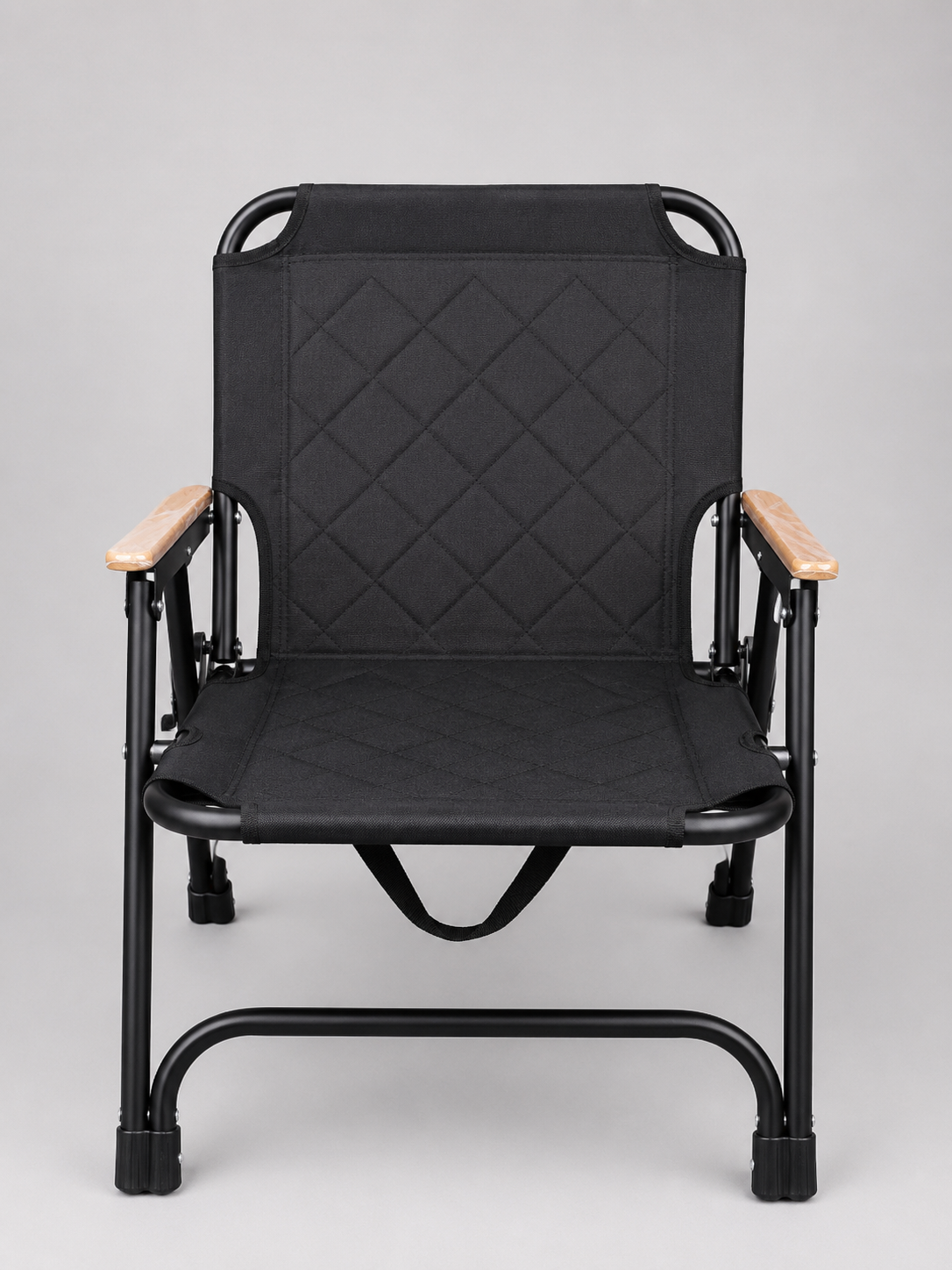 Chaise de Camping Premium Matelassée avec Accoudoirs en Bois