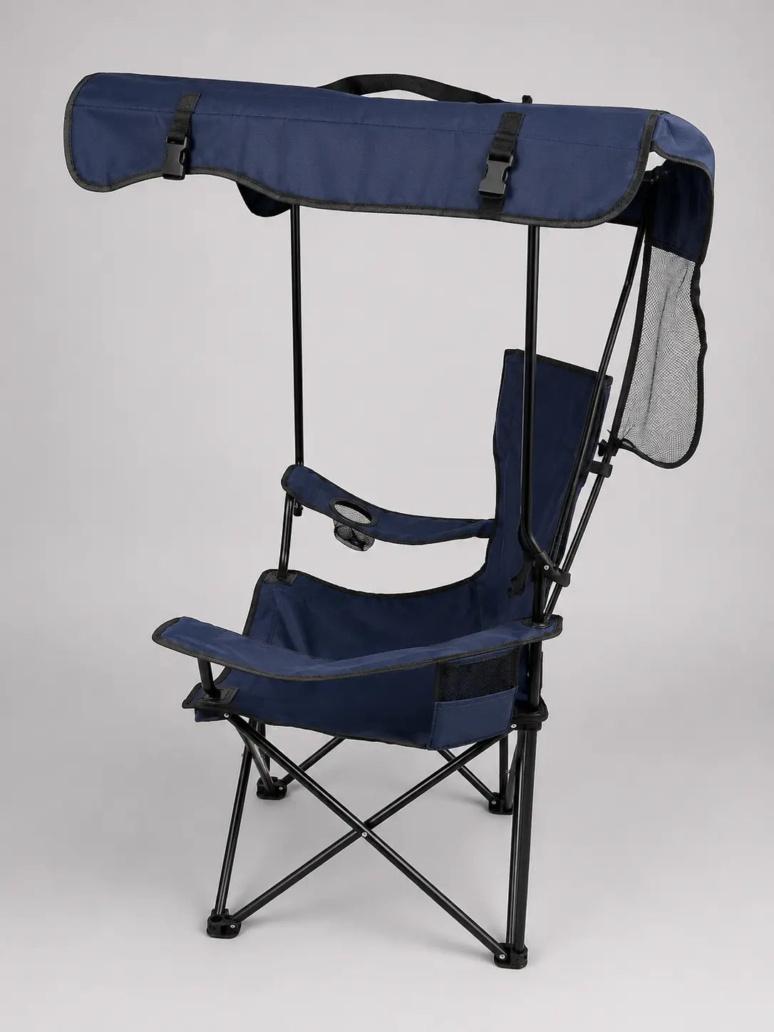 Chaise de Camping Pliante avec Pare-Soleil et Porte-Gobelet
