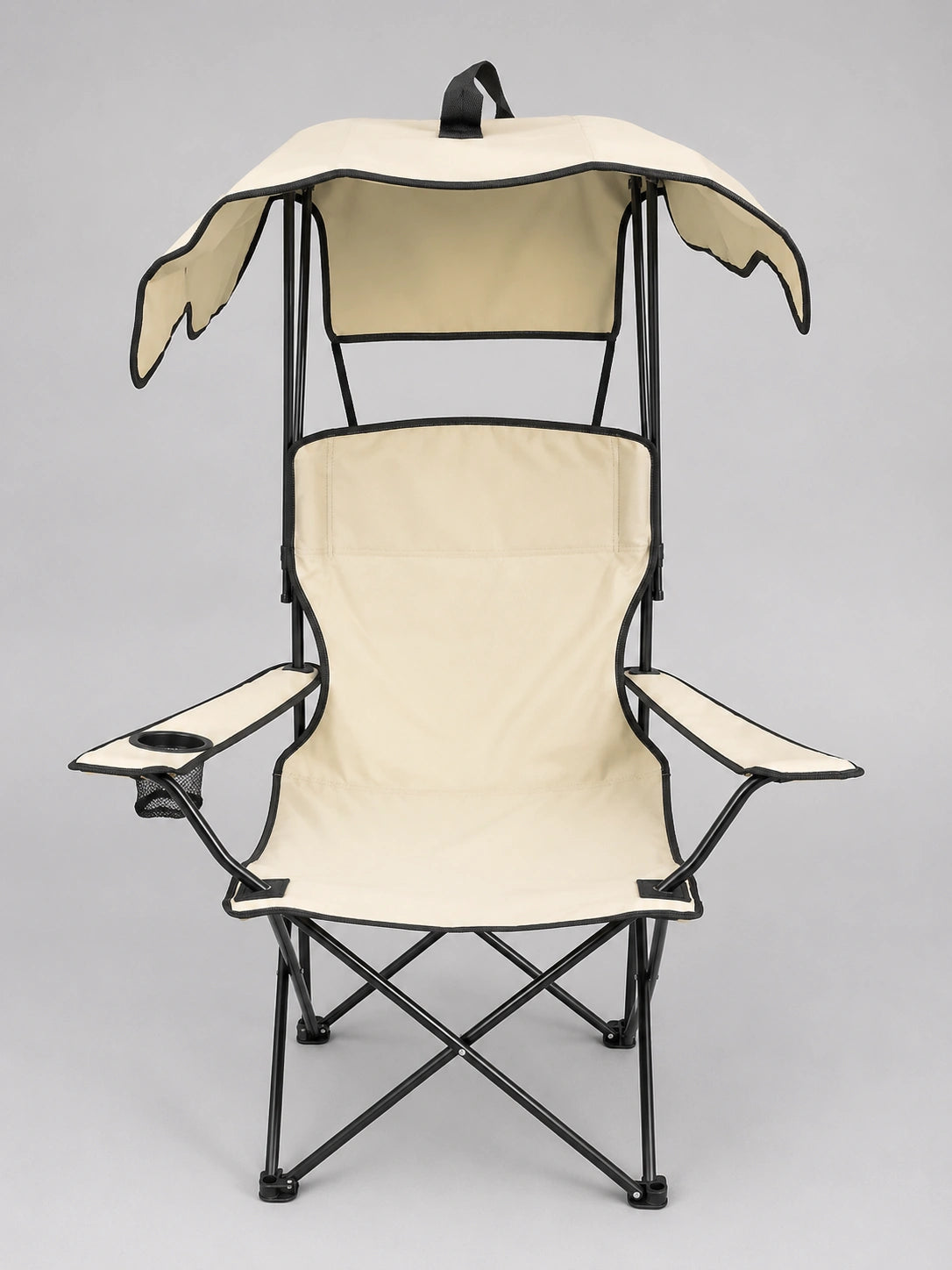 Chaise de Camping Pliante avec Pare-Soleil et Porte-Gobelet