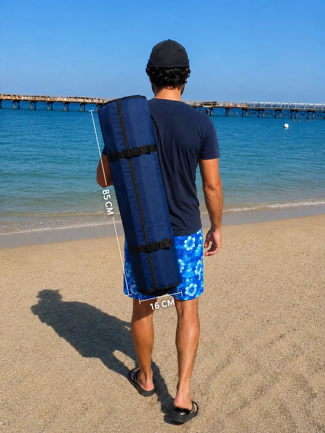 Chaise de Camping Pliante avec Pare-Soleil et Porte-Gobelet