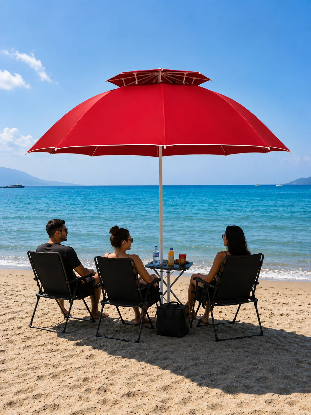 PARASOL DE PLAGE DOUBLE TOIT 2.4M × 2.4M