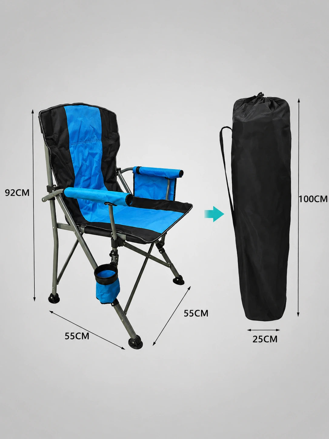 Chaise de Camping Pliable Premium avec Porte-Gobelet et Poche de Rangement